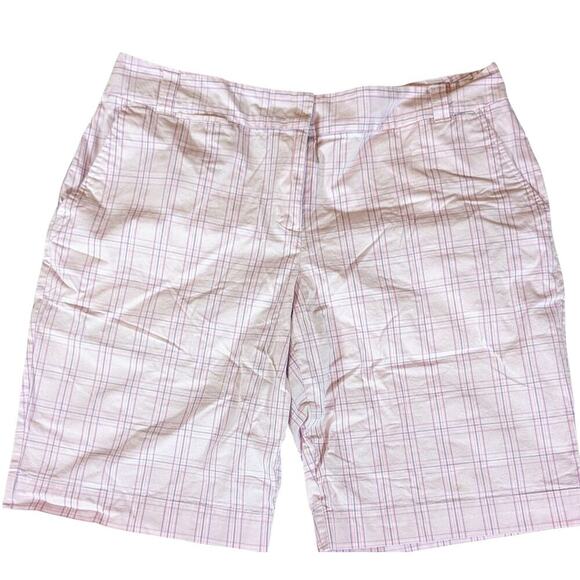 IZOD Shorts Womens 12 Pink Plaid Golf Performance Country Club Sports Athleisure - Picture 1 of 10